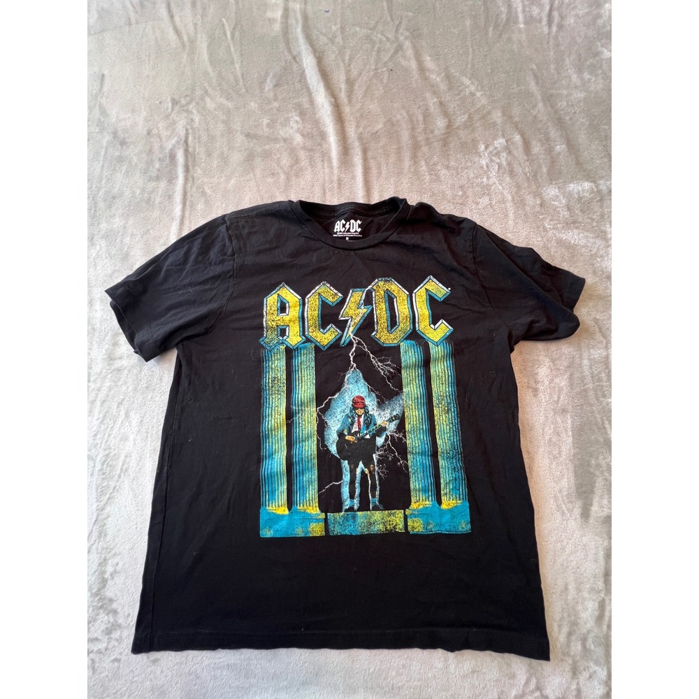 AC/DC Graphic T-Shirt Mens Medium Black Angus Young Rock Band Tee